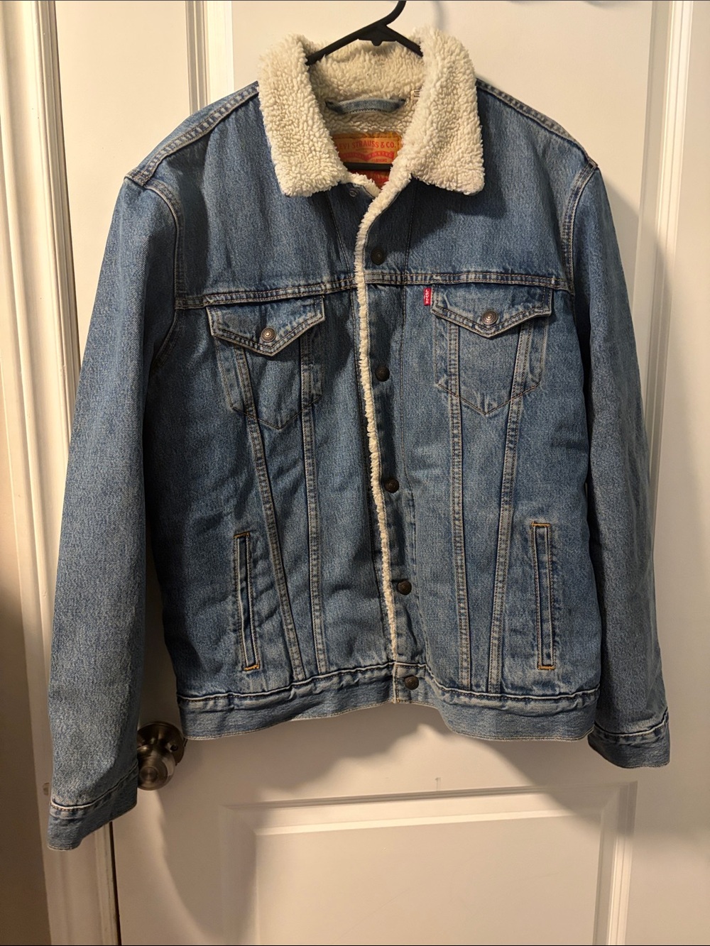 Levi's Light Blue Denim Jacket with Cream Sherpa Collar